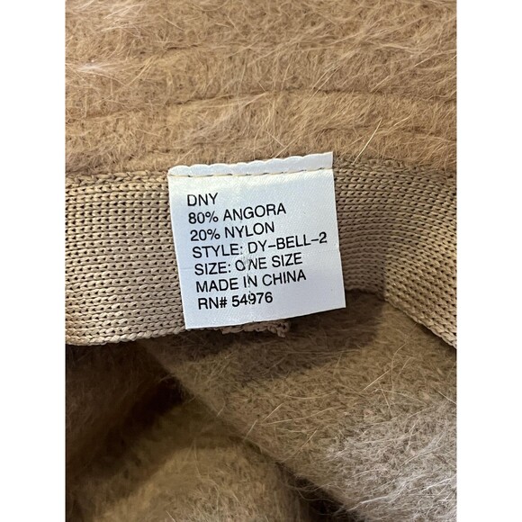 DNY Hat Cloche Fitted Womens One Size Beige Angora Fuzzy Bell Bucket Winter - Picture 4 of 4